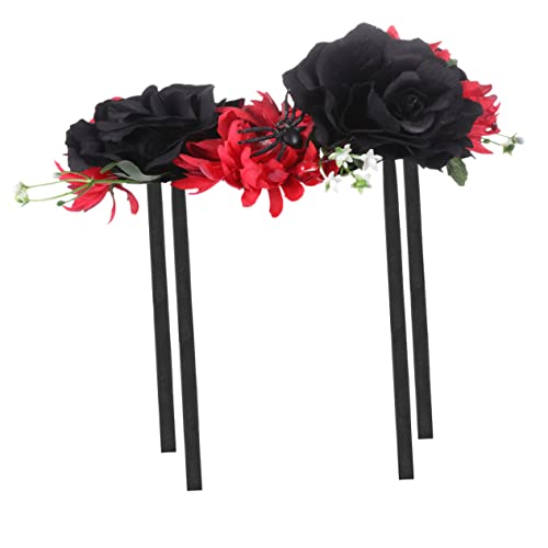 NIYANGLE Halloween Blumenkranz Stirnband für Damen Kunstblumen Haarschmuck für Halloween Partys Kostümzubehör und Festlichkeiten Leichtes und Bequemes Accessoire zur Steigerung Ihrer von NIYANGLE