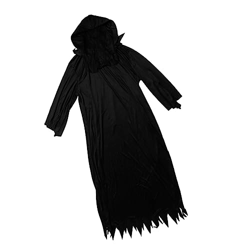 NIYANGLE Halloween Cosplay Kostüm Damen Schwarzer Umhang mit Schleier Mysteriöses Gothic Kleid für Erwachsene Party Verkleidung Prop von NIYANGLE