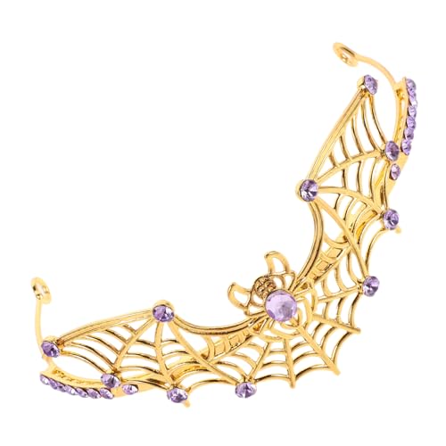 NIYANGLE Halloween Crown Tiara Spinnen-Haarband Metallkrone Party Tiara Kopfbedeckung mit Strasskrone Spinnenstirnband für Erwachsene Spinnenkopfschmuck Metallische Strasssteine Golden von NIYANGLE