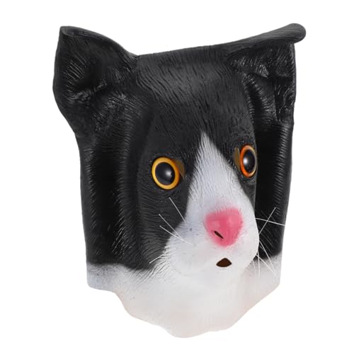 NIYANGLE Halloween Katzenkopf Leichte Bequeme Tiermaske für Kostümfest Wiederverwendbar Waschbar Detailreiche Verarbeitung für Halloween Party und Cosplay von NIYANGLE