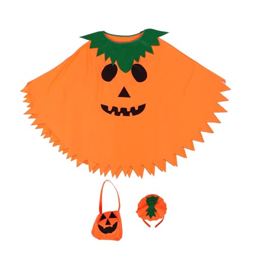 NIYANGLE Halloween Kürbis Kostüm Set Damen Weicher Poncho Umhang Lustiges Haarband Süßigkeitentasche Bequemes Halloween Cosplay für Erwachsene für Party Karneval NIYANGLE Halloween Kürbis Kostüm Set Damen Weicher Poncho Umhang Lustiges Haarband Süßigkeitentasche Bequemes Halloween Cosplay für Erwachsene für Party Karneval von NIYANGLE