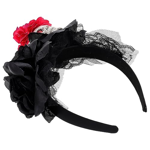 NIYANGLE Halloween Schädel Haarschmuck Mit Rosen Und Spitze Perfektes Kostümzubehör Für Halloween-feiern Partys Und Bühnenauftritte NIYANGLE Halloween Schädel Haarschmuck Mit Rosen Und Spitze Perfektes Kostümzubehör Für Halloween-feiern Partys Und Bühnenauftritte von NIYANGLE