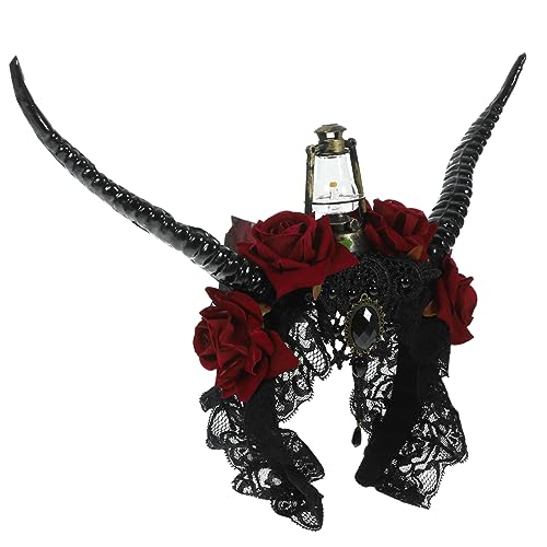 NIYANGLE Halloween Stirnband mit Antilopenhörnern Gothisches Cosplay Kopfschmuck für Damen Komfortabel Dekorativ mit Rosen und Elegantem Schleier für Halloween Party und Kostümfest NIYANGLE Halloween Stirnband mit Antilopenhörnern Gothisches Cosplay Kopfschmuck für Damen Komfortabel Dekorativ mit Rosen und Elegantem Schleier für Halloween Party und Kostümfest von NIYANGLE