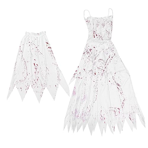 NIYANGLE Halloween-brautkostüme Gotisch Baumwolle Halloweenkostüm Böse Beängstigend Schwarz Blutig Halloween-party-requisiten Schreckliches Halloween-kostüm Baumwollmischung Weiß NIYANGLE Halloween-brautkostüme Gotisch Baumwolle Halloweenkostüm Böse Beängstigend Schwarz Blutig Halloween-party-requisiten Schreckliches Halloween-kostüm Baumwollmischung Weiß von NIYANGLE