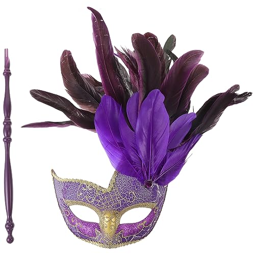 NIYANGLE Handgehaltene Maske mit Stab für Karneval und Maskenball Leichte Stabile Halbgesichts Cosplay Maske in Party und Festival Accessoire für Halloween und Kostümpartys von NIYANGLE