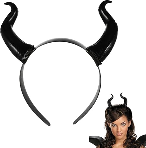 NIYANGLE Hörner Stirnband, Teufelshörner Stirnband Schafhorn Haarband für Erwachsene Gothic Tier Halloween Cosplay Kostüm Zubehör Fotoshooting Requisiten von NIYANGLE