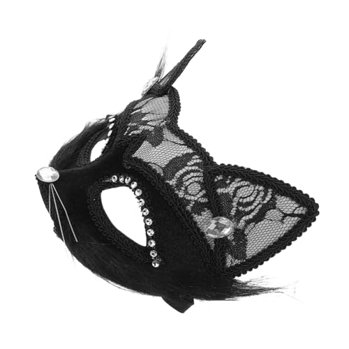 NIYANGLE Katzenmaske Spitze für Männer Frauen Schwarze Maskerade Maske für Halloween Kostümpartys Festliche Anlässe Leicht Komfortabel Perfektes von NIYANGLE