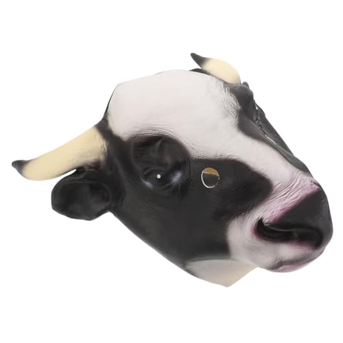 NIYANGLE Kuhmaske Realistische Tiermaske Bauernhoftiermaske Bullenmaske Kuh Halloween Kostüm Stiermasken für Erwachsene Tierkopfmaskenkuh Neuheit Halloween-Maske Tiermaskenkuh Emulsion von NIYANGLE