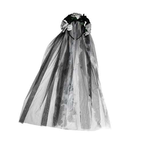 NIYANGLE Kunstblumen Haarreif mit Schleier für Halloween Flexibles Kostümzubehör für Erwachsene für Maskeraden und Partys Schwarz NIYANGLE Kunstblumen Haarreif mit Schleier für Halloween Flexibles Kostümzubehör für Erwachsene für Maskeraden und Partys Schwarz von NIYANGLE