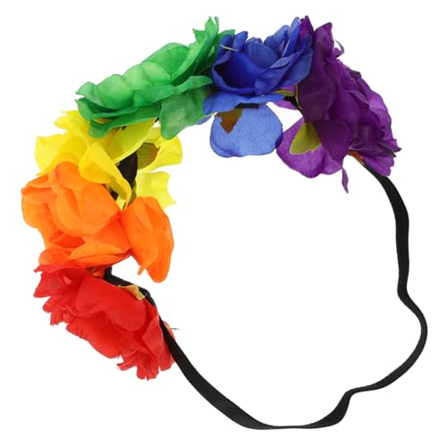 NIYANGLE Lgbt Pride Stirnband Damen Haarschmuck mit Elastischem Gummizug und Simulierten Regenbogenblumen für Party Cosplay Pride Month und Karneval von NIYANGLE
