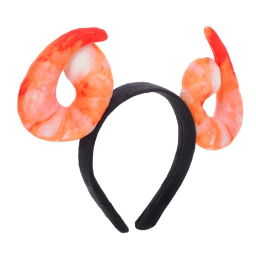 NIYANGLE Lustiges Realistisches Garnelen Stirnband Seafood Kostümzubehör Bequemes Haarreif Accessoire für Meeresfrüchte Mottopartys und Originelle Verkleidungen von NIYANGLE