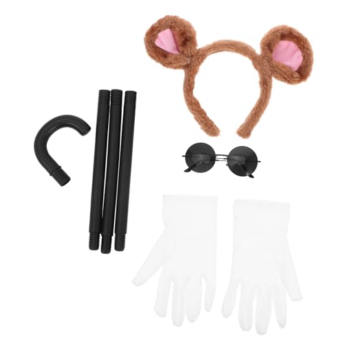 NIYANGLE Mausohren Stirnband Set aus Langlebigem Material Inklusive Sonnenbrille Blindenstock und Weißen Handschuhen Leicht und Angenehm Halloween Kostüm Zubehör für Erwachsene Frauen bei von NIYANGLE