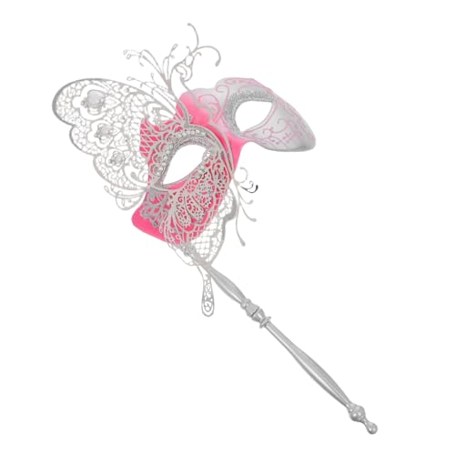NIYANGLE Metallic Venezianische Schmetterlings-masquerade Maske mit Stab Leichte Damen Kostüm Accessoires für Mardi Gras Party Halloween Ball und Karneval von NIYANGLE