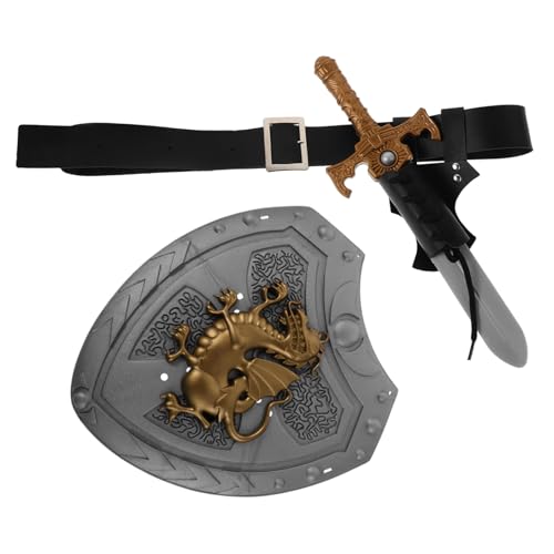 NIYANGLE Mittelalterliches Ritter Kostüm Set mit Piratenschwert Gürtel Robustem Schild und Schwertscheide Leichtem Renaissance Zubehör für Cosplay Halloween und Historische Nachstellungen von NIYANGLE