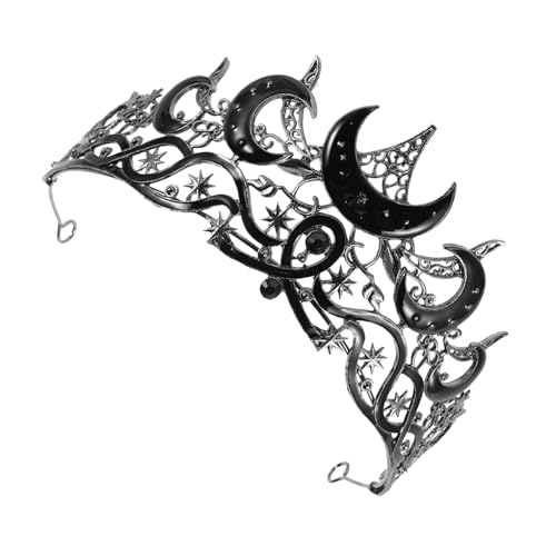 NIYANGLE Moon und Stern Glitzer Diadem Hochzeit Tiara für Braut Vielseitiges Strass Haarband für Geburtstag Halloween Party Bühnenauftritte und Cosplay von NIYANGLE
