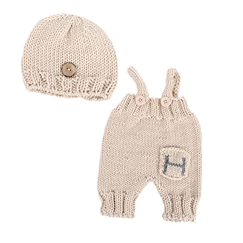 NIYANGLE Neugeborenen Kostümset Mit Handgestrickter Mütze Und Hosenträger Für Fotografie Beigefarbene Outfits Für Kreative Fotoshootings Für Besondere Anlässe Und Unvergessliche NIYANGLE Neugeborenen Kostümset Mit Handgestrickter Mütze Und Hosenträger Für Fotografie Beigefarbene Outfits Für Kreative Fotoshootings Für Besondere Anlässe Und Unvergessliche von NIYANGLE