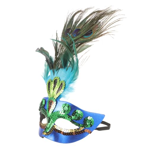 NIYANGLE Pfauenfedermaske Karneval Spitzenmaskerade für Frauen Gefiederte Maskerademaske für Frauen hoch Maskerade Requisit für Party Plastik Blue NIYANGLE Pfauenfedermaske Karneval Spitzenmaskerade für Frauen Gefiederte Maskerademaske für Frauen hoch Maskerade Requisit für Party Plastik Blue von NIYANGLE