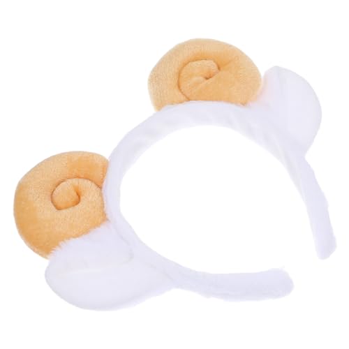 NIYANGLE Plüsch Schafhorn Haarreif Weiches Tierohren Stirnband Leichtes Cosplay Zubehör Unisex Komfortabel Modisch Für Kostüm Partys von NIYANGLE