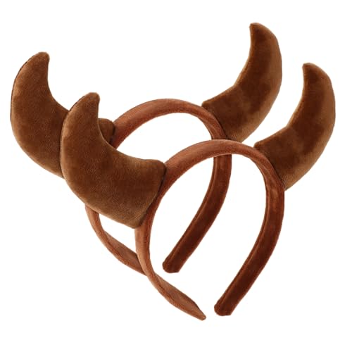 NIYANGLE Plüsch Teufelshorn Haarreif Kuscheliges Kuhhorn Stirnband für Halloween Cow Cosplay Bequemes Gothic Kostüm Haarband für Party und Fasching von NIYANGLE