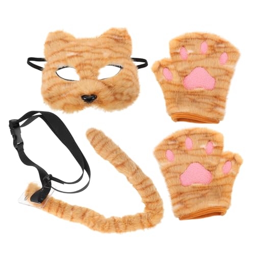 NIYANGLE Realistische Katzenmaske mit Flauschigem und Pfotenhandschuhen Teiliges Cosplay Kostüm für Mädchen Weiche Plüsch Accessoires für Halloween Karneval und Mottopartys NIYANGLE Realistische Katzenmaske mit Flauschigem und Pfotenhandschuhen Teiliges Cosplay Kostüm für Mädchen Weiche Plüsch Accessoires für Halloween Karneval und Mottopartys von NIYANGLE