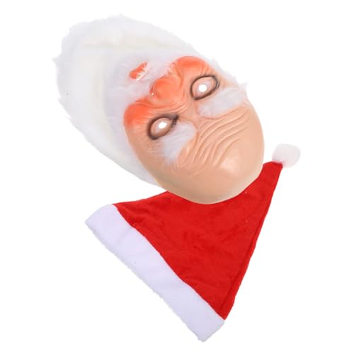 NIYANGLE Realistische Weihnachtsmann Maske aus mit Roter Mütze und Weißem Schnurrbart Vollständige Gesichtsbedeckung für Erwachsene Weiche Atmungsaktive Weihnachtskostüm Accessoires für von NIYANGLE