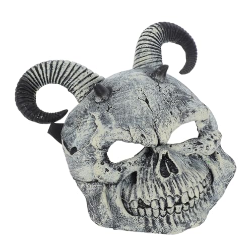 NIYANGLE Realistische Ziegenkopf Schädelmaske mit Hörnern für Halloween Gruselige Tiermaske für Cosplay Partys und Fotografie Unisex Kostümzubehör von NIYANGLE