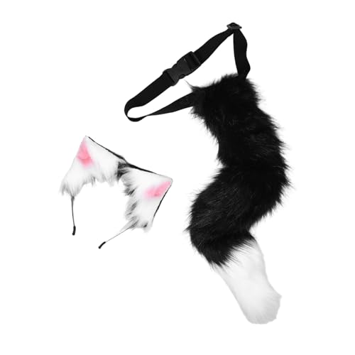 NIYANGLE Realistisches Katzenohren Stirnband und Flauschiger Katzenschwanz Set aus Plüsch für Halloween Katzenkostüm Bequemes Tier-cosplay Zubehör für Damen Mädchen Karneval Party von NIYANGLE