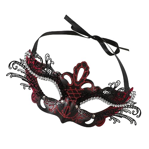 NIYANGLE Rote Eisen Schmetterlingsmaske für Damen Masquerade Ball Halloween Party Kostüm Zubehör Tanzparty Requisite Stilvolles Gesichtsschmuck für Fasching und Karneval von NIYANGLE