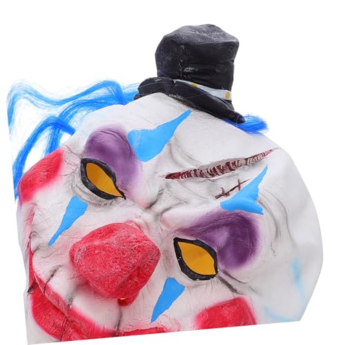 NIYANGLE Scary Clown Mask für Erwachsene mit Blauem Nasen und Schwarzem Hut Design Leichte Atmungsaktive Halloween Party Maske für Karneval Kostüm und Cosplay Veranstaltungen von NIYANGLE