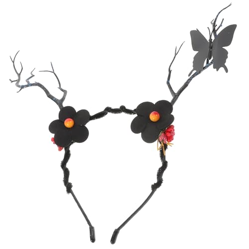 NIYANGLE Schmetterlings-Stirnband Urlaub Kostüm Kopfbedeckung Haarschmuck für Weihnachten Hörner Kopfbedeckungen Pflanzenzweig Kopfschmuck aus Hirschhornohren Harz Black NIYANGLE Schmetterlings-Stirnband Urlaub Kostüm Kopfbedeckung Haarschmuck für Weihnachten Hörner Kopfbedeckungen Pflanzenzweig Kopfschmuck aus Hirschhornohren Harz Black von NIYANGLE
