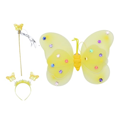 NIYANGLE Schmetterlingsflügel Schmetterling Kostüm Für Mädchen Verkleiden Sich Mit Flügeln Feenflügel Flügel Kostüm Mädchen Weihnachtskostüm Yellow Stoff NIYANGLE Schmetterlingsflügel Schmetterling Kostüm Für Mädchen Verkleiden Sich Mit Flügeln Feenflügel Flügel Kostüm Mädchen Weihnachtskostüm Yellow Stoff von NIYANGLE