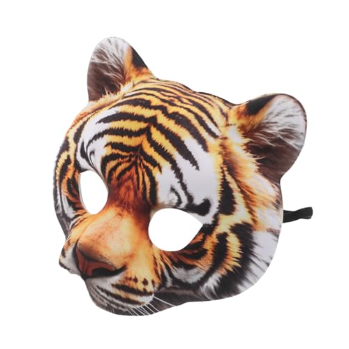 NIYANGLE Simulierte Tigermaske Maskenmaske Tiermaske Für Maskerade Tier Halbgesichtsmaske Tier Karnevalsmasken Maske Für Festivals Tiermaske Für Outdoor Partymaske Eva Orange von NIYANGLE
