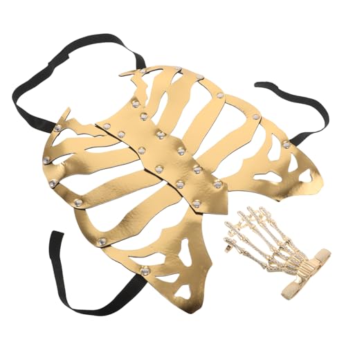 NIYANGLE Skelett Armband Brustfolie Punk Armbänder Halloween Skelett Brustkorb Halloween Totenkopf Brust Accessoire Knochen Accessoires von NIYANGLE