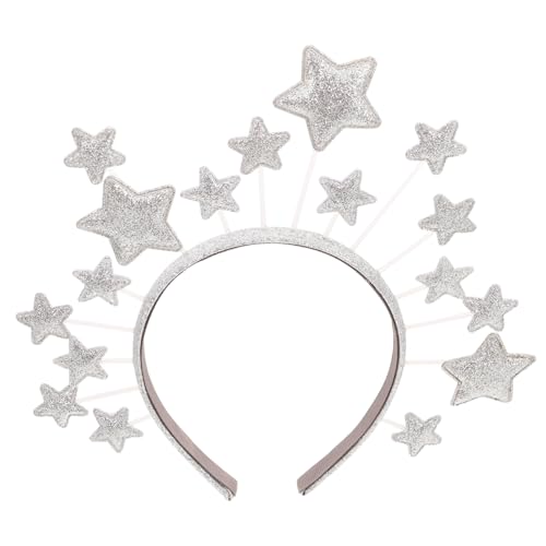 NIYANGLE Sterne Stirnband karneval kopfschmuck Star Brautstirnband Party-Stirnbänder Haarschmuck für Weihnachtsfeiern funkelnde Sternhaarband stern haarband Urlaubsstirnband Plastik Silber von NIYANGLE