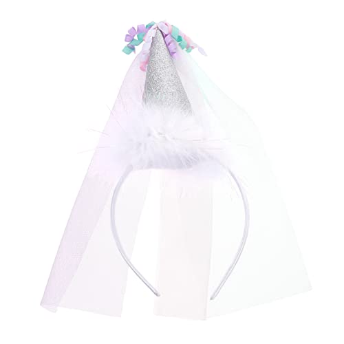 NIYANGLE Stirnband Stirnbänder Geburtstagshaarband Partyzubehör Minihut Haarreifen Kinderhaarschmuck Haarspange Damen Kopfschmuck Stoff Weiß von NIYANGLE
