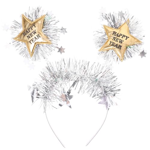 NIYANGLE Stirnband und Kopfbedeckung für das neue Jahr Kopfbedeckung für das neue Jahr 2024 frohes neues jahr partydekoration Star Lametta Stirnband Haarschmuck für Damen von NIYANGLE