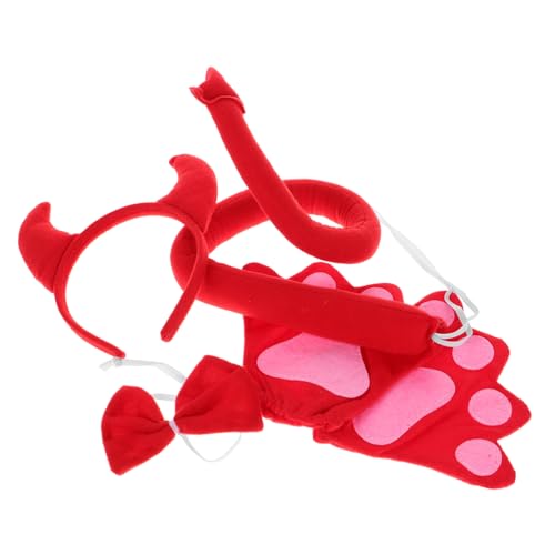 NIYANGLE Teufelshorn Stirnband Set mit und Roten Handschuhen Bequemes Halloween Kostüm Cosplay Zubehör für Jungen und Mädchen Festliches Party Accessoire von NIYANGLE