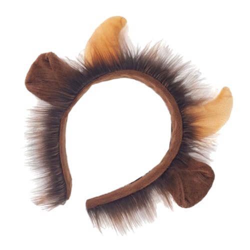 NIYANGLE Tierkopf Kostüm Haarreif Mit Bullhörnern Horn Stirnband Für Halloween Und Cosplay Lustiges Accessoire Für von NIYANGLE