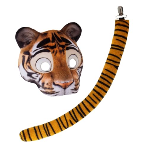 NIYANGLE Tiger Kostüm Set mit Maske und Leichter Atmungsaktiver Elastisches Band für Sicheren Sitz Unisex Universalgröße für Halloween Karneval Maskenbälle und Kostümpartys von NIYANGLE