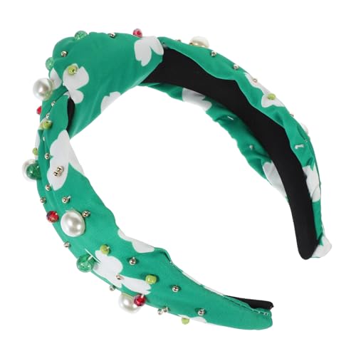 NIYANGLE Verstellbares Shamrock Stirnband mit Perlen Festliches Haarband für Patricks Day Grünes und Weißes Irish Festival Accessoire Komfortabel und Passend für Kopfgrößen von NIYANGLE
