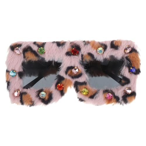 NIYANGLE Weiche Pelzige Quadratische Sonnenbrille mit Strasssteinen Leichte Bequeme Punk-brille für Partys und Maskeraden für Fotoshootings und Halloween-kostüme von NIYANGLE