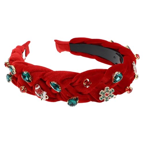 NIYANGLE Weihnachtsstirnband aufwendig modische Haaraccessoires Bands Party Zubehör ästhetisch Stirnbänder für Mädchen Geweih Stirnband Halloween der Frauen Tiaras Stoff rot von NIYANGLE