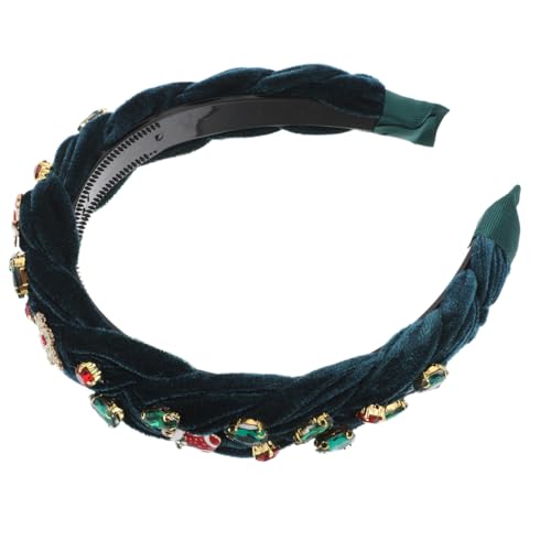 NIYANGLE Weihnachtsstirnband weihnachtliches breites stirnband Stirnbänder mit Strassknoten LED Winter Haarclip Organizer Spa-Stirnband zum Waschen des Gesichts Stoff Green von NIYANGLE