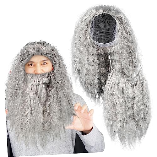NIYANGLE Wizard Perücke und Set für Halloween Graue Cosplay Perücke und Kostümzubehör für Partys und Verkleidung NIYANGLE Wizard Perücke und Set für Halloween Graue Cosplay Perücke und Kostümzubehör für Partys und Verkleidung von NIYANGLE