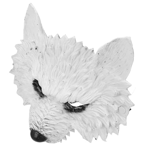 NIYANGLE Wolf Maske Erwachsene Weiß PU Realistische Tiermaske Effekt für Halloween Karneval Cosplay Maskerade Party Kostüm Zubehör für Männer und Frauen von NIYANGLE