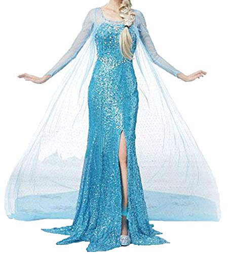 NIYIGEJI ALINGNA Damen Halloween Cosplay Frozen ELSA Prinzessin Kostüm Mädchen Fancy Dress Up - Blau - XX-Large von NIYIGEJI