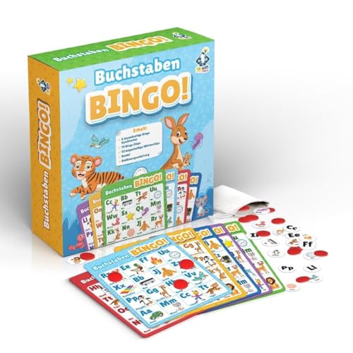 NIYYAH Buchstaben Lernspiel ab 4 5 6 Jahre ABC Bingo Lernen Auto Kinder Schulanfänger Lesen Grundschule Vorschule 1 Klasse Geschenk Spielzeug Einschulung von NIYYAH