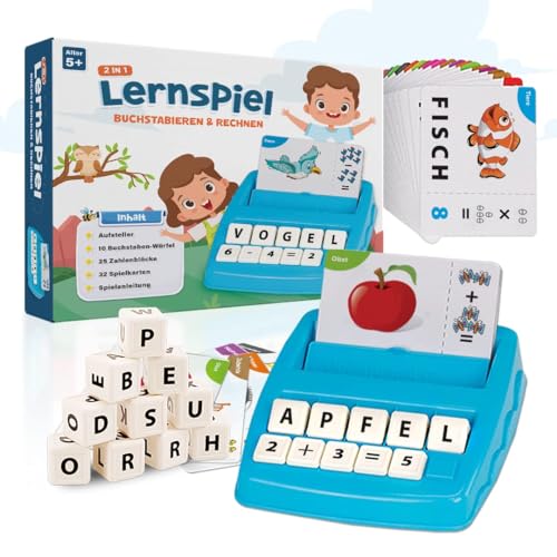 Buchstaben Lernspiel ABC Montessori Lernen ab 4 5 6 Jahre Vorschule Zahlen Rechnen Schulanfänger 1 Klasse Geschenk für Vorschulkind Lernspielzeug Einschulung (Türkis) von NIYYAH