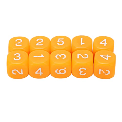 NIZUUONE 6 Seiten Number Dice Round Ecke Plastik Set Brettspiel -Unterrichtswerkzeuge Farbenfroher Sicherer Betrieb für Bildungszwecke (ORANGE) von NIZUUONE