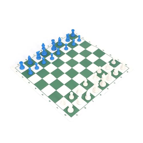 NIZUUONE Blau-weißes Kunststoff-Schachspiel. Elegantes Internationales Standard-Schachspiel für Schachbegeisterte auf Heimreise von NIZUUONE